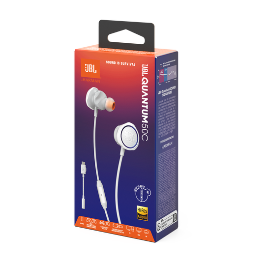 1200130015502 7 Auriculares Gamer In-Ear JBL Quantum 50C Blancos | Conexión Tipo C | Micrófono con Control | Sonido JBL QuantumSOUND - Imagen 7