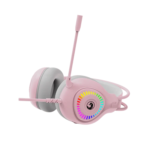 6932391932254 2 Auriculares Gamer | Marvo Akari H8325 PK | USB + 3.5 mm | RGB | Rosa | 50 mm - Imagen 2