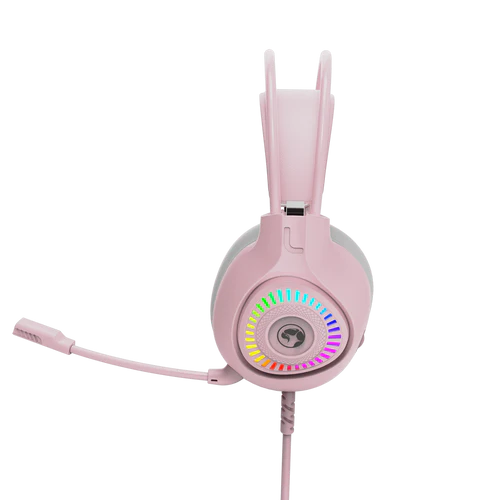 6932391932254 3 Auriculares Gamer | Marvo Akari H8325 PK | USB + 3.5 mm | RGB | Rosa | 50 mm - Imagen 3