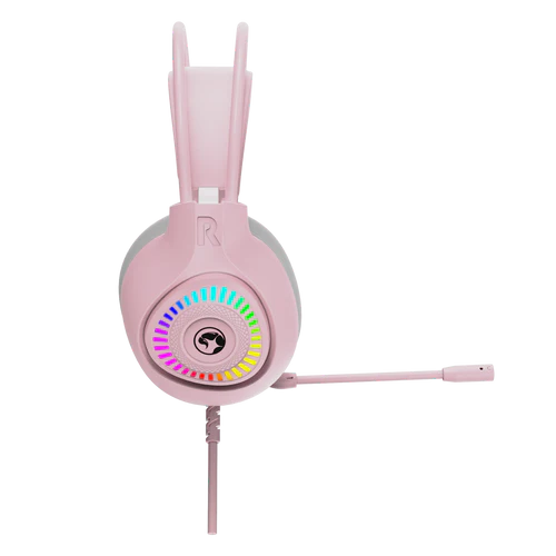 6932391932254 4 Auriculares Gamer | Marvo Akari H8325 PK | USB + 3.5 mm | RGB | Rosa | 50 mm - Imagen 4