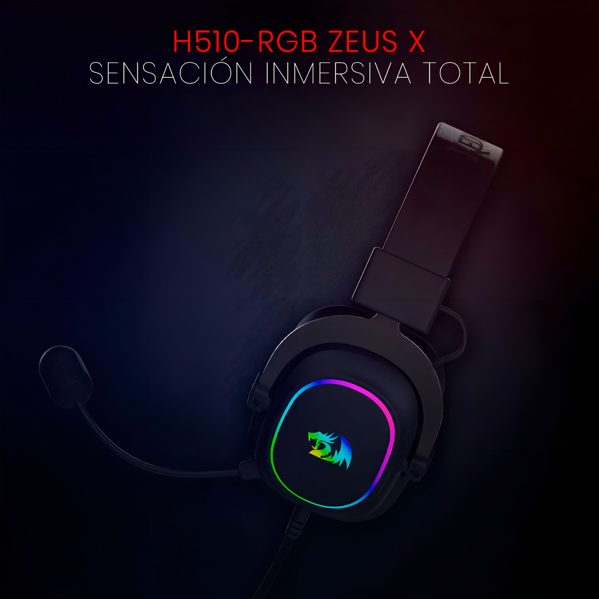 6950376705914 2 Auriculares Gamer | Redragon Zeus X H510-RGB | Negro | Sonido Envolvente 7.1 | Micrófono Extraíble | RGB | USB | PC y Consolas - Imagen 2
