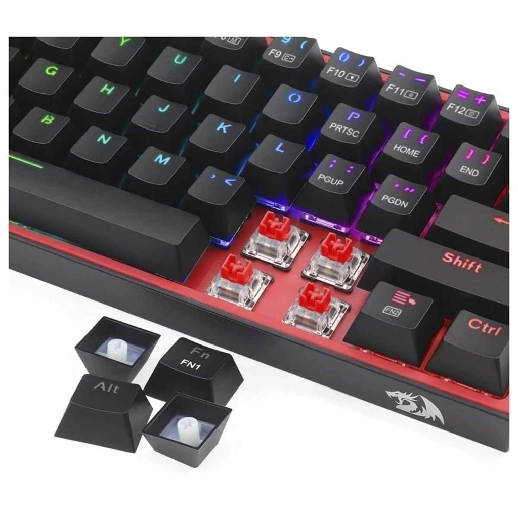 6950376714367 4 Teclado Gamer | Redragon Fizz Pro K616-RGB | Mecánico | Inalámbrico | 3 Modos | RGB | Switch Red | 60% | Negro - Imagen 4