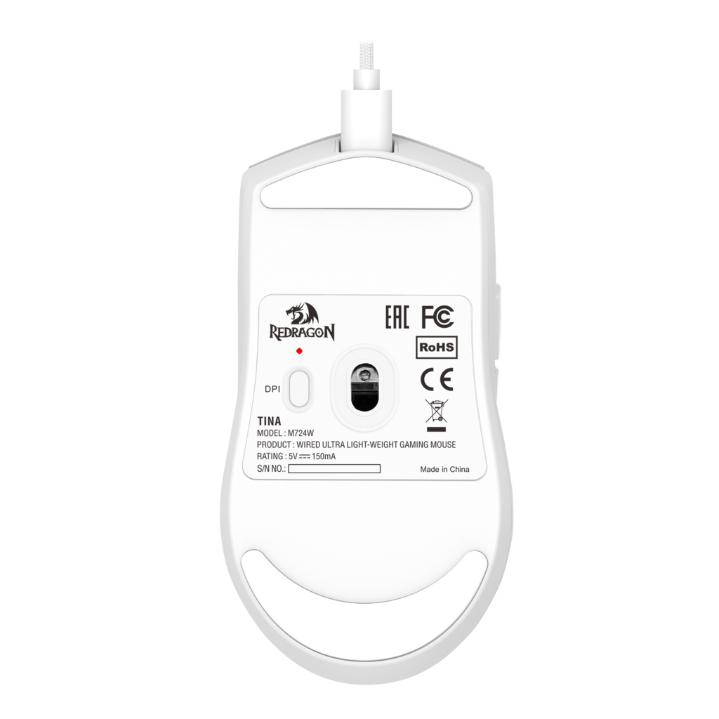 6950376721990 4 Mouse Gamer | Redragon King 1K M724W Blanco | Cable USB | Hasta 12 400 DPI | 42 g Ultraligero - Imagen 4