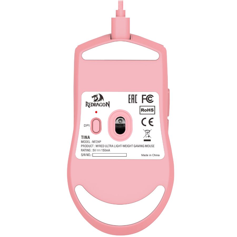 6950376722003 3 Mouse Gamer | Redragon King 1K M724P | Rosa | USB | 12.400 DPI | Ultraligero - Imagen 3