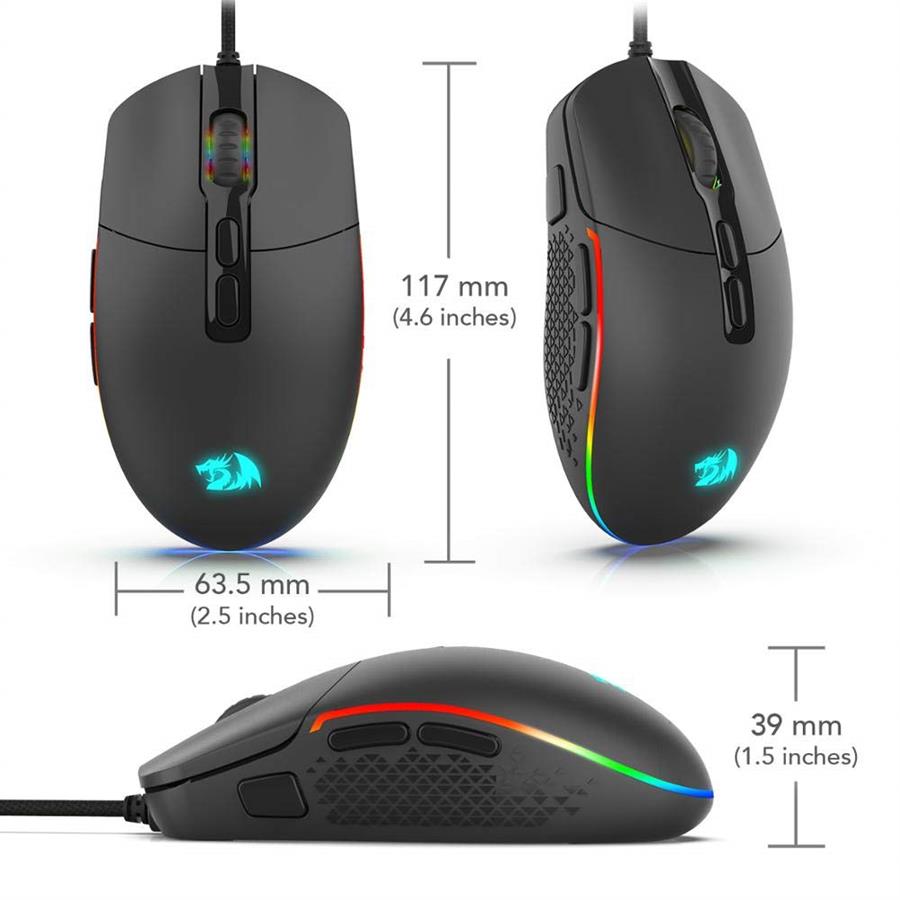 6950376783325 4 Mouse Gamer | Redragon Invader M719‑RGB | USB | 10 000 DPI | RGB | 7 Botones Programables | Sensor Óptico - Imagen 4