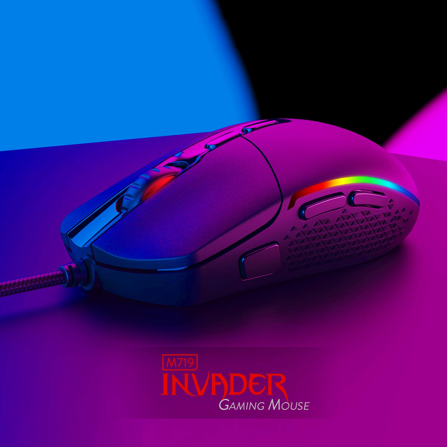 6950376783325 6 Mouse Gamer | Redragon Invader M719‑RGB | USB | 10 000 DPI | RGB | 7 Botones Programables | Sensor Óptico - Imagen 6