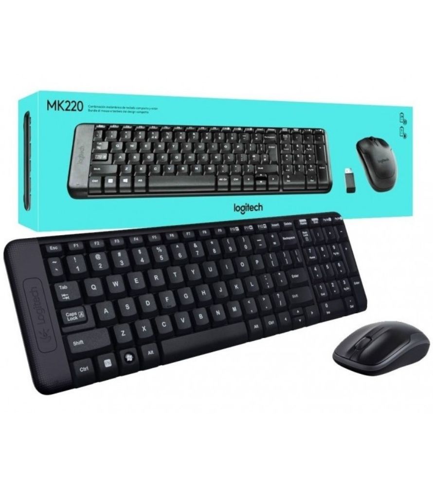 xr:d:DAFEcOdZ5bs:13,j:29313327227,t:22062317 Combo Teclado + Mouse Inalámbrico | Logitech Wireless MK220 | 2.4 GHz | Receptor USB Nano | Compacto Negro/Gris