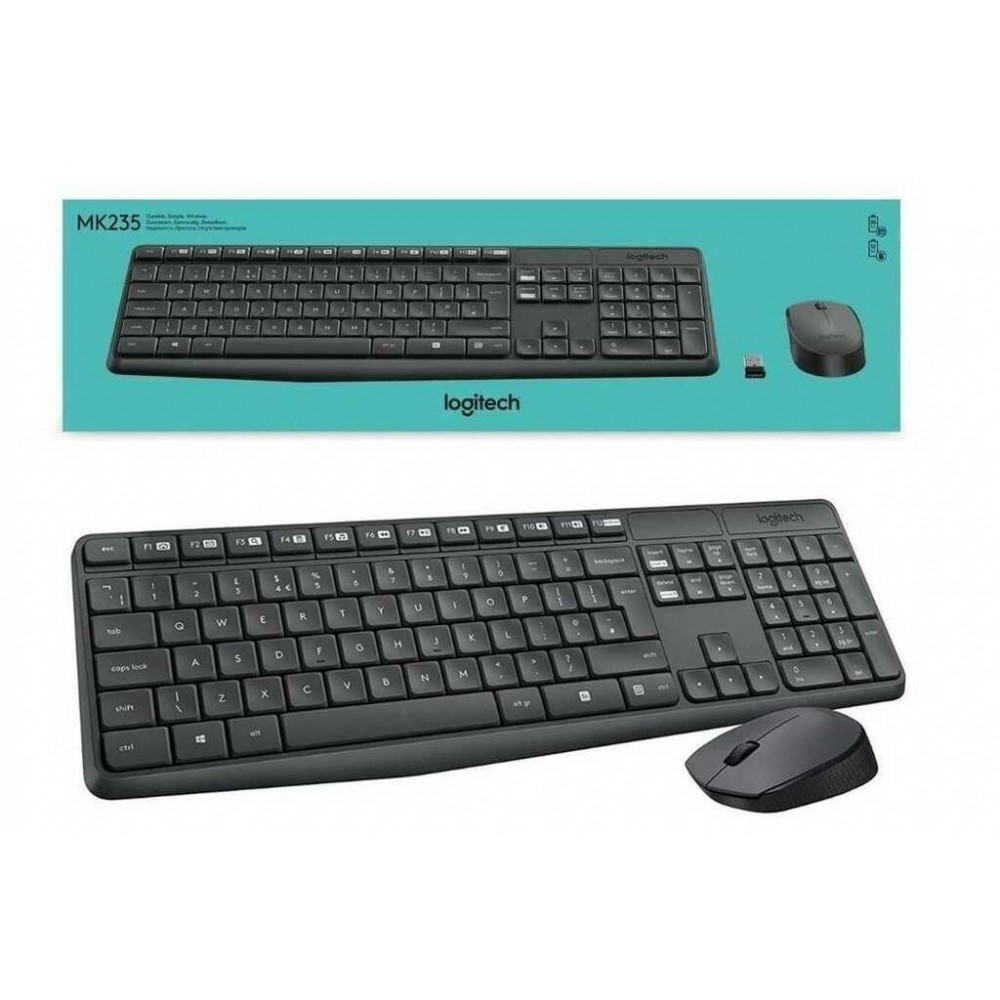 097855120199 3 Combo Teclado + Mouse Inalámbrico | Logitech MK235 Wireless Keyboard and Mouse Combo | 2.4 GHz | USB Nano Receptor | Negro - Imagen 3