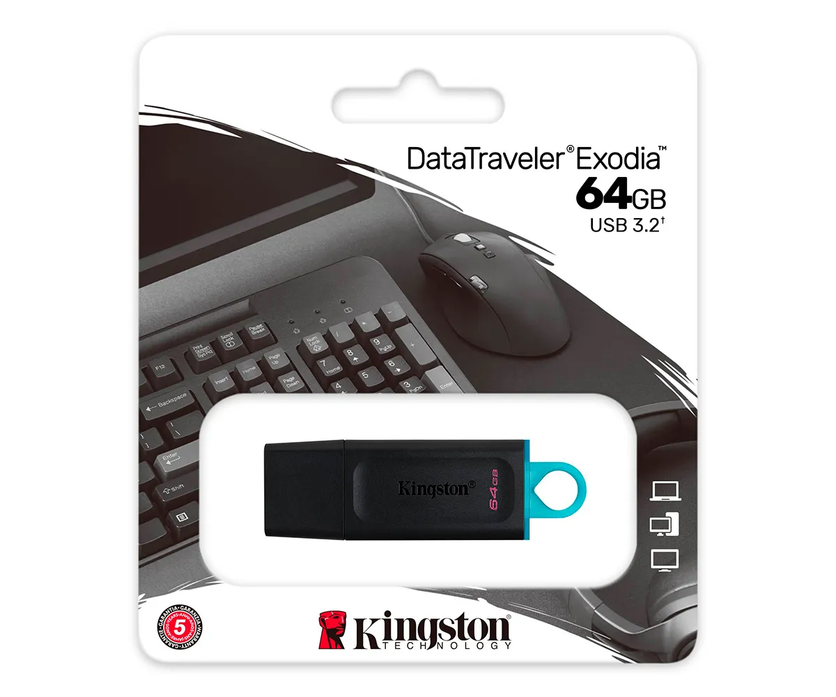 155824-1200-auto Pendrive Kingston DataTraveler Exodia 64GB | USB 3.2 | Negro DTX/64GB