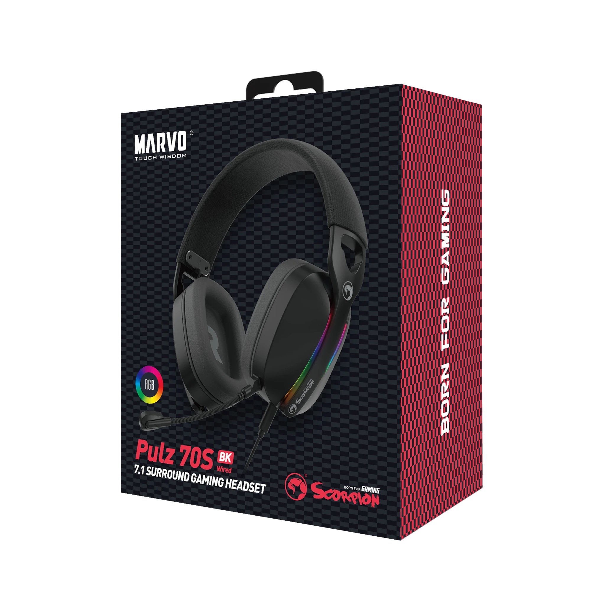 6932391933688 4 Auriculares Gamer | Marvo Pulz 70S HG9086 BK | USB | 7.1 Virtual | RGB | Negro - Imagen 4