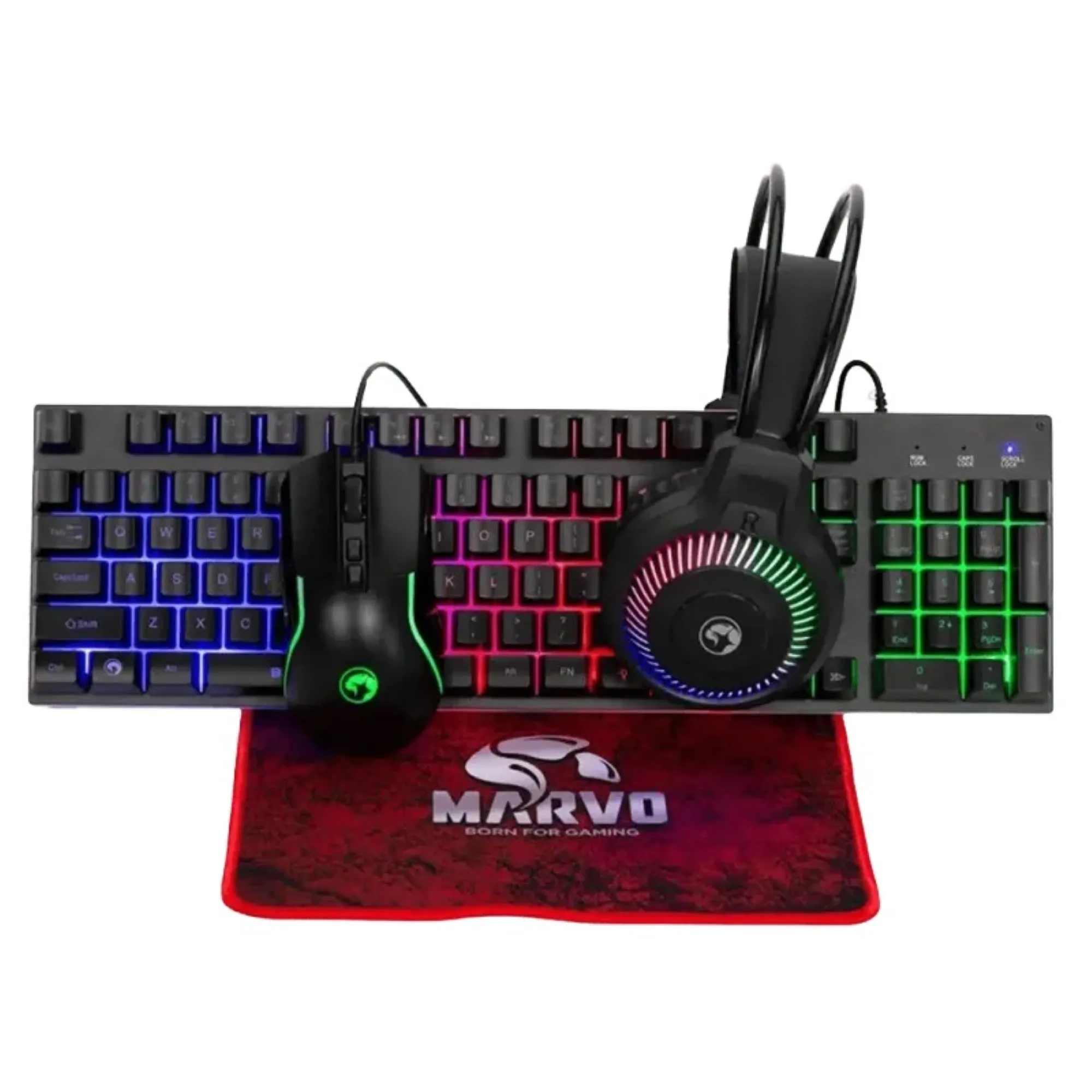 6932391935064 1 Combo Gamer 4 en 1 | Marvo Loot 40 (CM416-SP) | Teclado + Mouse + Auriculares + Mouse Pad | USB RGB