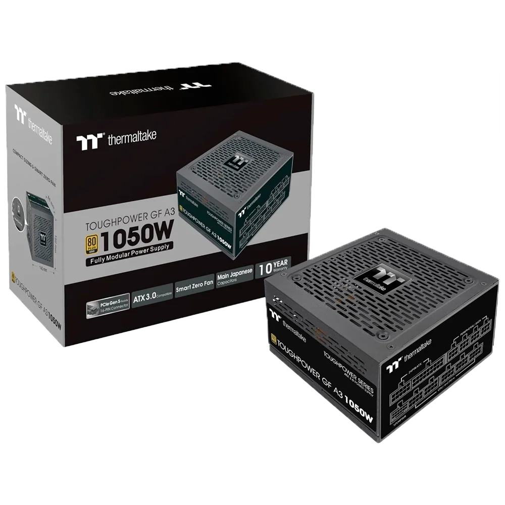 Fuente-THERMALTAKE-1050W-80-Plus-gold-Modular-TOUGHPOWER-GF-A3-PCIe-5.0 Fuente Gamer Thermaltake Toughpower GF A3 1050W | 80 Plus Gold | Full Modular | Gen 5 | All Flat Cables | PS-TPD-1050FNFAGG-H