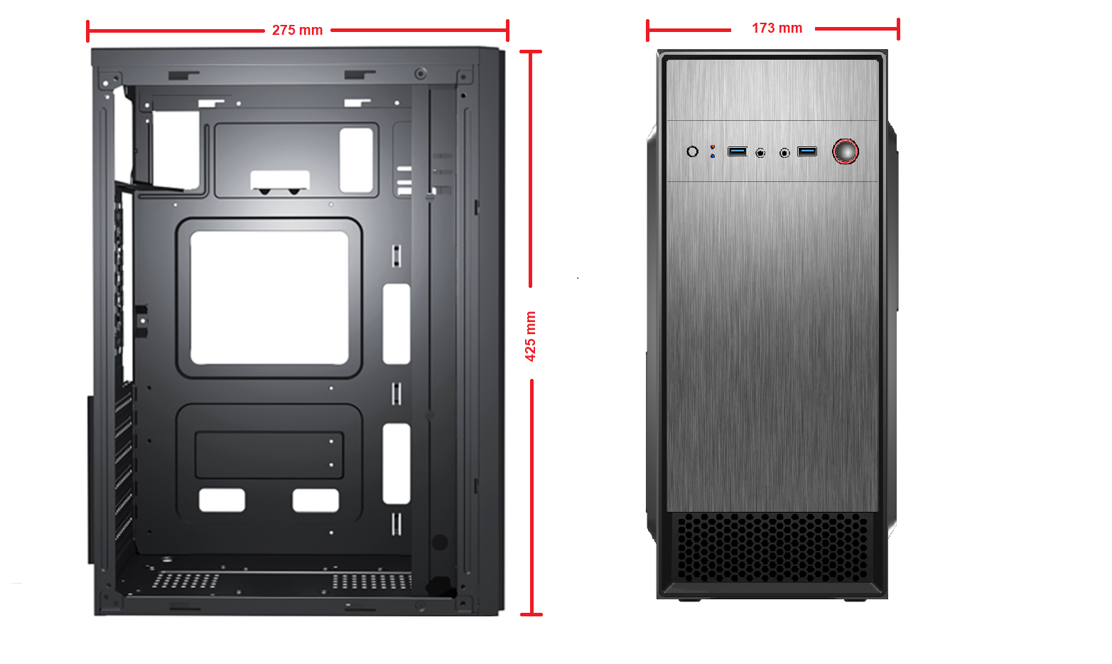 JT-K34 Medidas Gabinete Gamer Jalatec JT-K34 | Con Fuente 500W + Kit de Accesorios - Imagen 4
