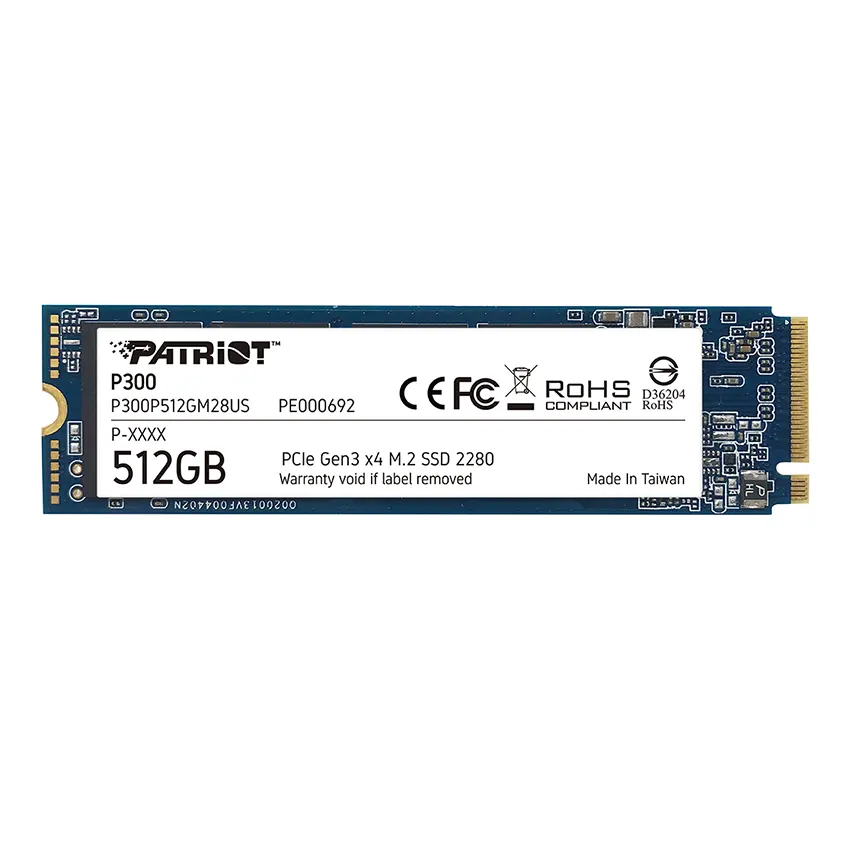 P300P512GM28-1 Disco Interno SSD Patriot P300 512GB M.2 2280 PCIe 3.0 x4 NVMe | P300P512GM28 | Alto Rendimiento y Eficiencia para PC y Notebook Gamer