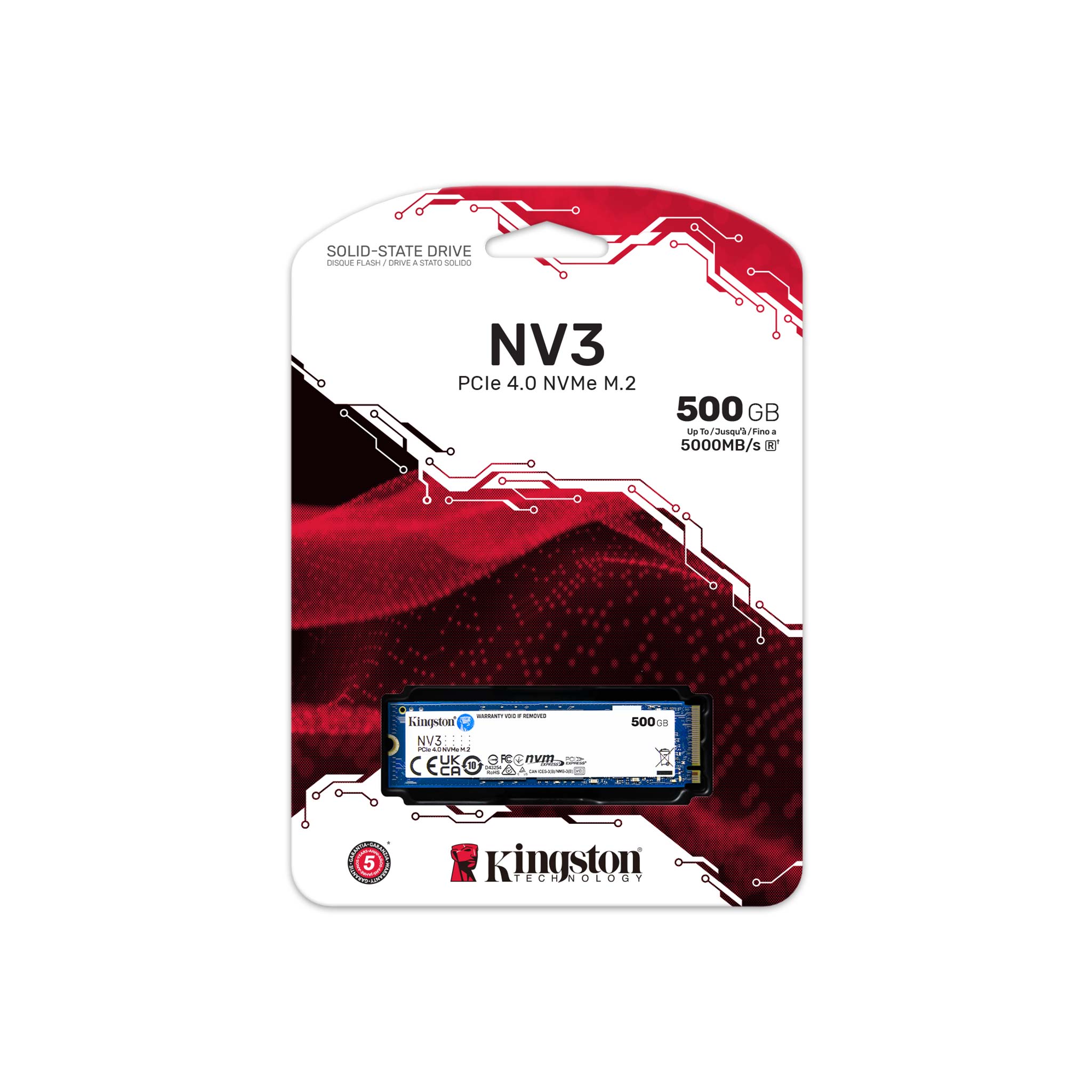 SNV3S_500GB_pkg-zm-lg Disco Interno SSD Kingston NV3 500GB M.2 2280 PCIe 4.0 NVMe | 5000MB/s | SNV3S/500G | Rendimiento Ultrarrápido para PC y Notebook Gamer - Imagen 3