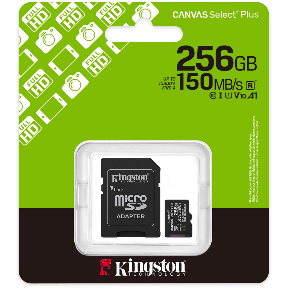 Tarjeta-microSD-Kingston_2-1000x1000 Memoria Micro SD Kingston Canvas Select Plus 256GB C10 | Para Celular y Cámara