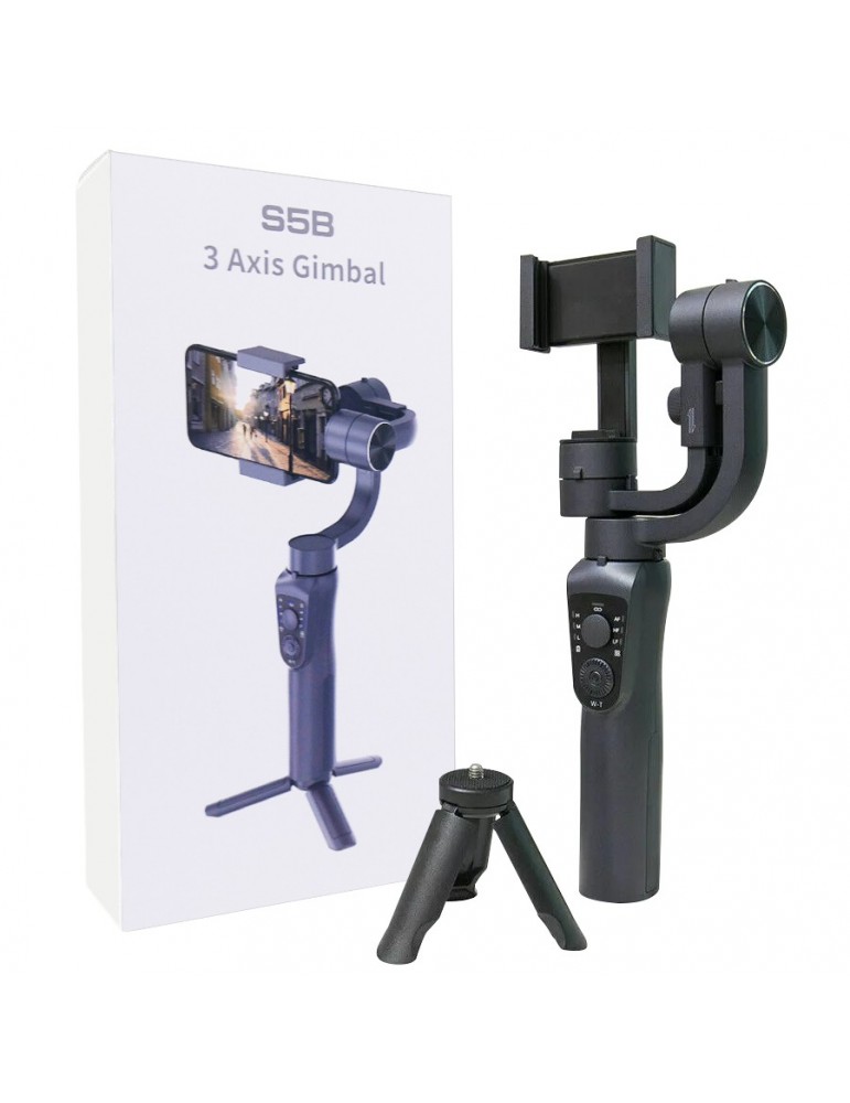 gimbal-estabilizador-s5b-de-3-ejes-para-celulares-con-tripode Estabilizador Baseus S5B | Gimbal para Smartphone | 3 Ejes | Negro