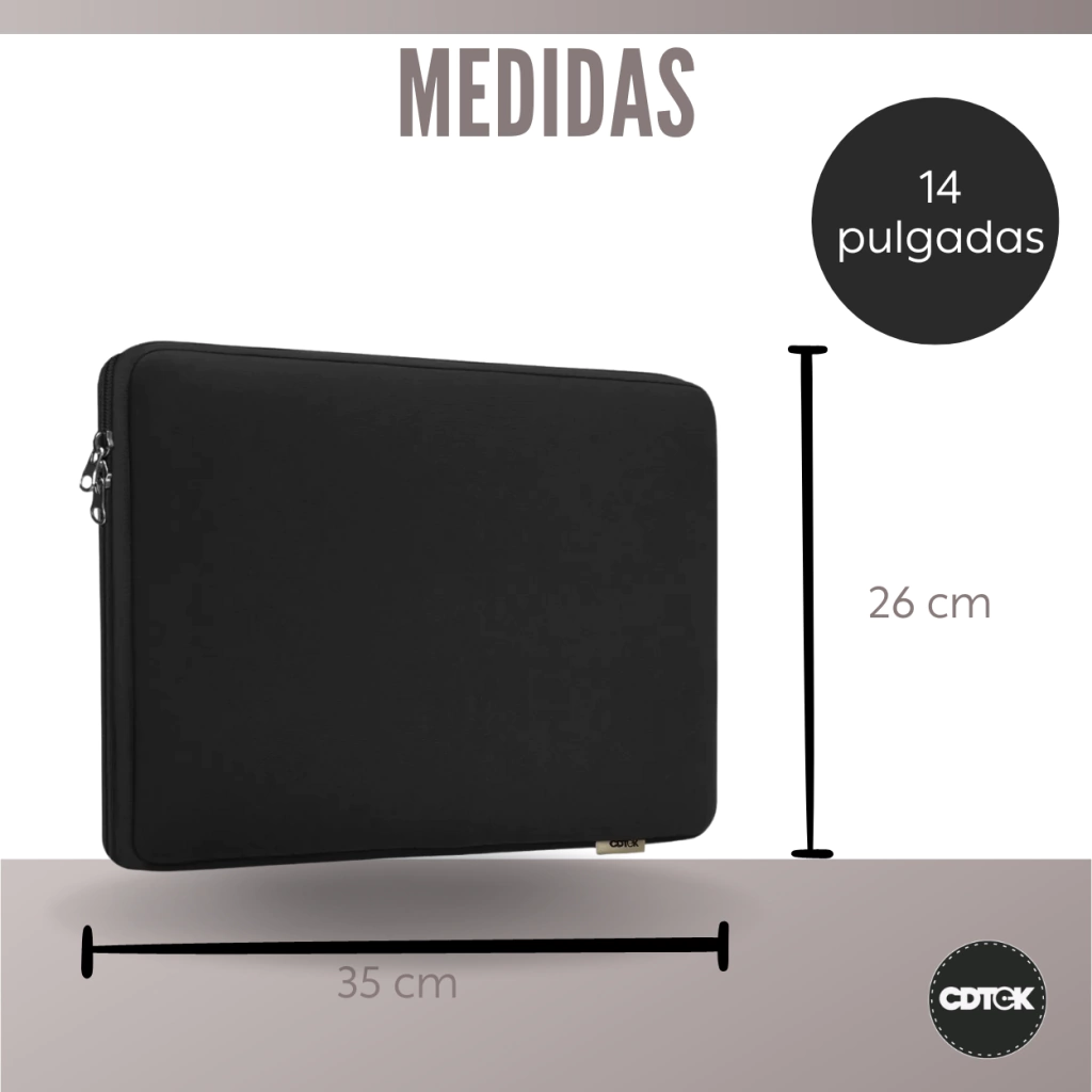 141-dd0a375fd8e543e09d16871871941787-1024-1024 Funda Porta Notebook CDTEK 14" Neoprene Negra | Funda Protectora | Doble Cierre Seguro - Imagen 3