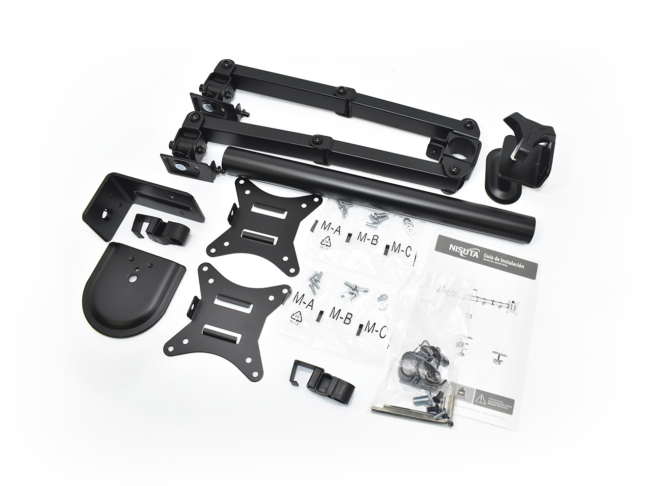 2 (1) Soporte Doble Monitor/TV Nisuta 17-32" Escritorio | 9kg c/u | VESA 75/100 | NSSOTVEB2 - Imagen 2