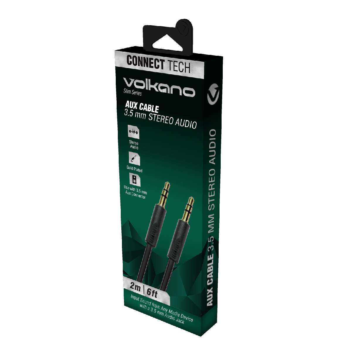 CAB348-BK-1-1 Cable Volkano Aux 3.5mm Estéreo 2 Metros Negro | CAB348-BK - Imagen 2