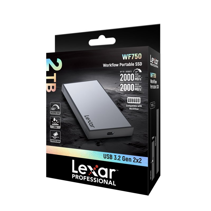 LPWF7502T-2ANGL Disco Externo SSD 2TB Lexar Professional Workflow Portable SSD WF750 | USB-C 10Gbps | Almacenamiento Profesional
