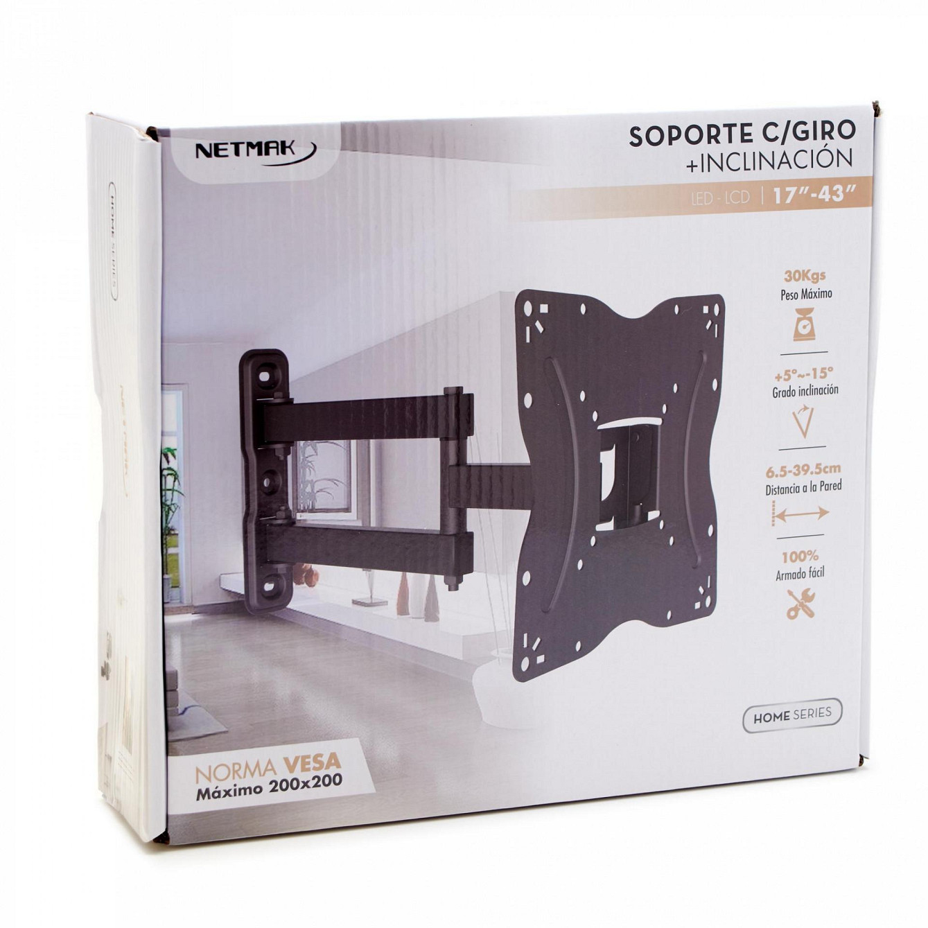 Soporte TV 2 Soporte TV Netmak NM-ST14 Doble Brazo 23"-42" | Giro 180° | VESA 200x200 | 30kg - Imagen 2