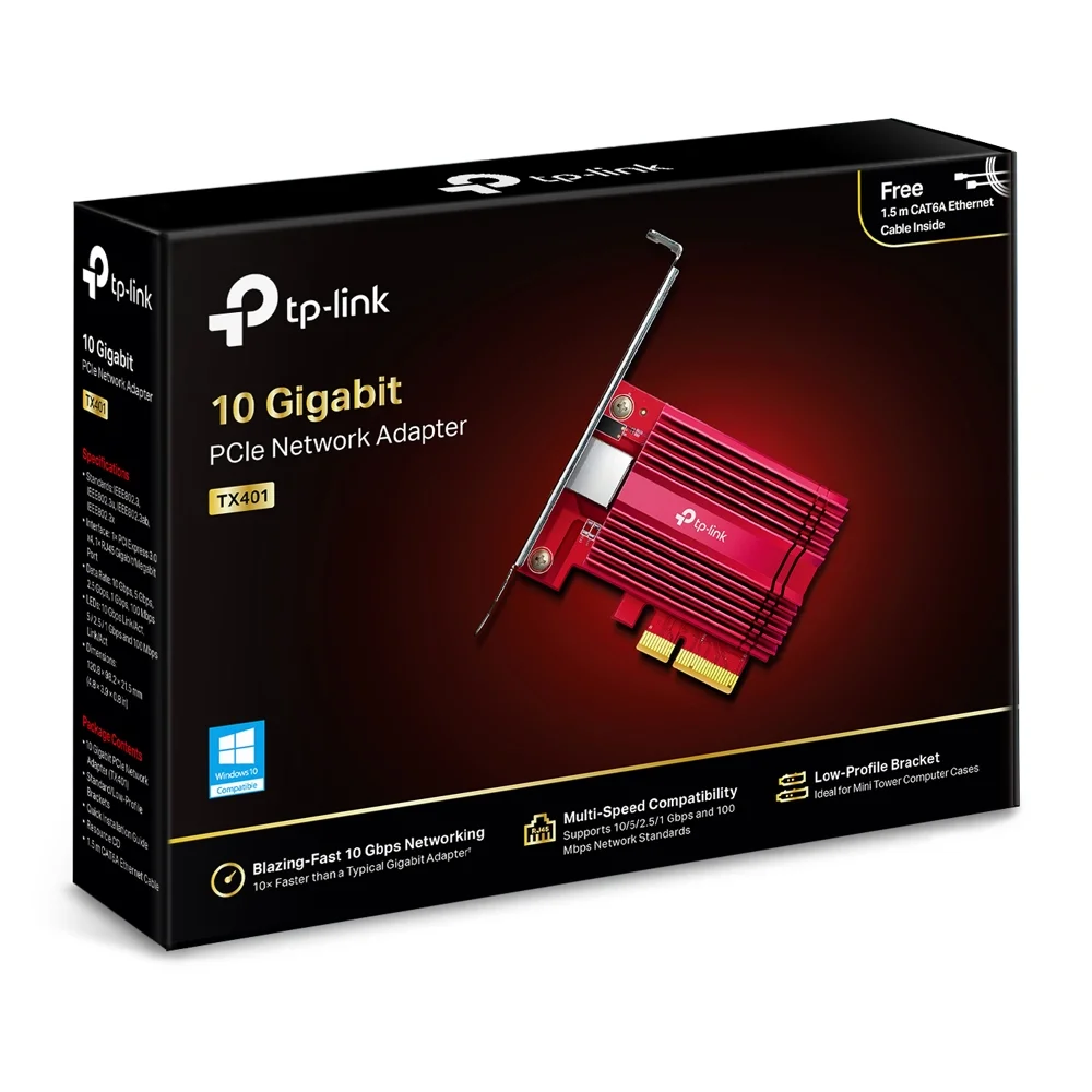 TX401-08_large_1595297591896p Placa de Red 10G TP-Link TX401 | PCIe 3.0 x4 | 10GbE RJ45 | Low Profile
