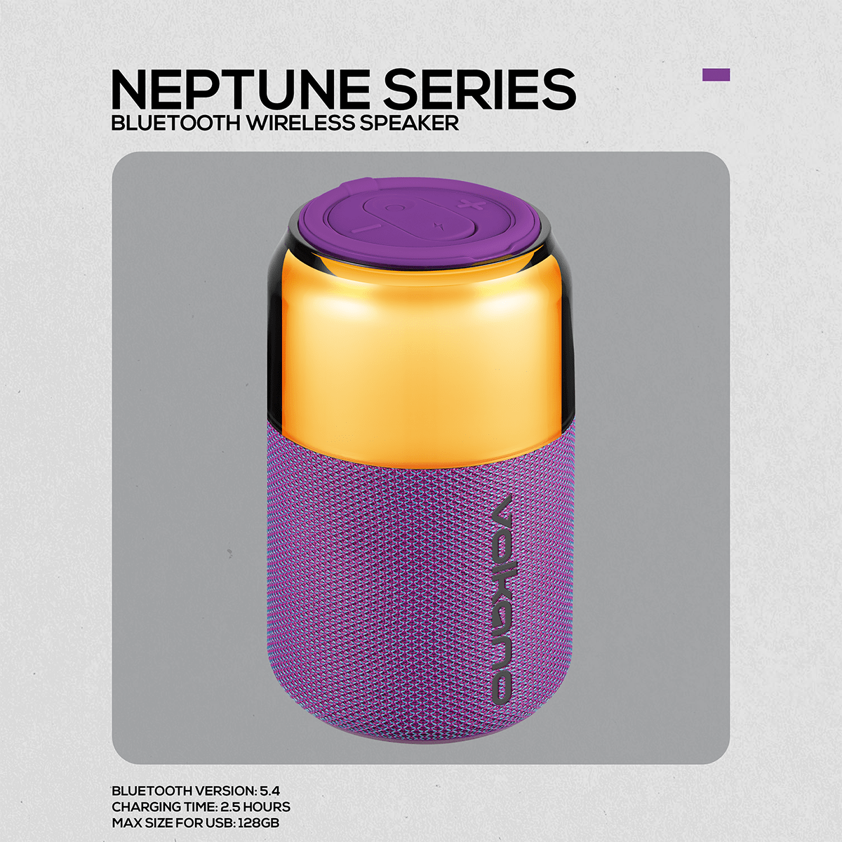 VK-3004-PR-3 Parlante Bluetooth Portátil Volkano Neptune 10W Purpura | VK-3004-PR - Imagen 4