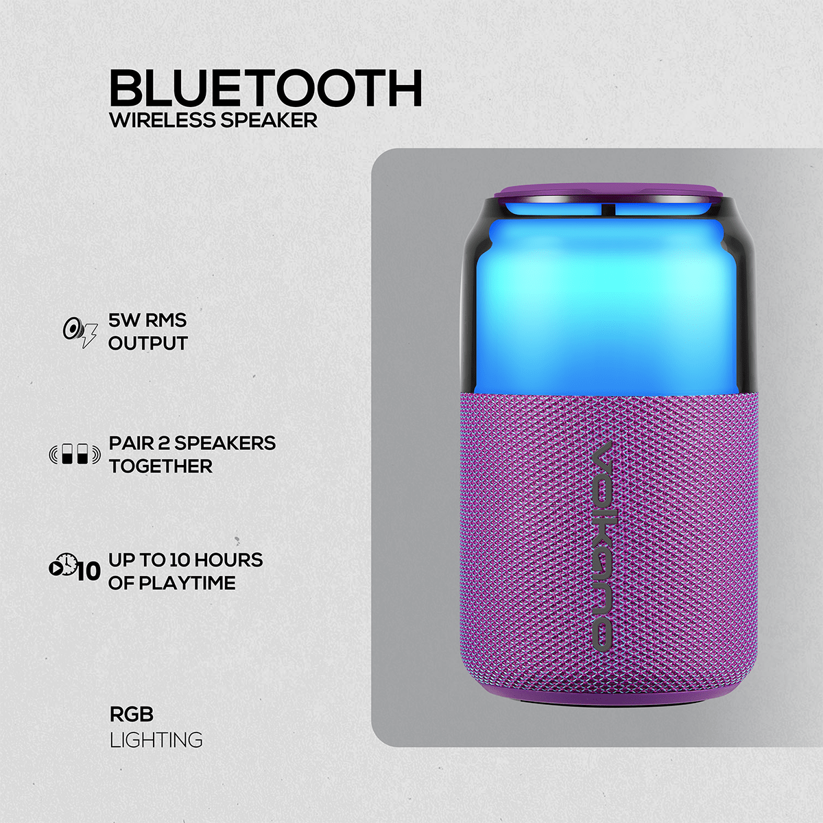 VK-3004-PR-4 Parlante Bluetooth Portátil Volkano Neptune 10W Purpura | VK-3004-PR - Imagen 5