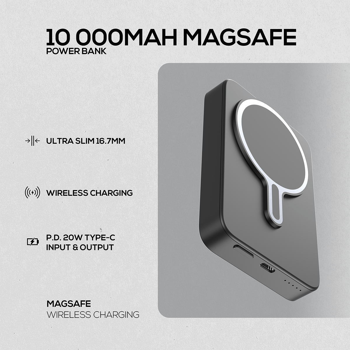 VKX-9031-BK-8 Cargador Portátil Volkano Power Bank Ingot MagSafe 10000mAh Wireless Negro | VK-9021-BK - Imagen 7