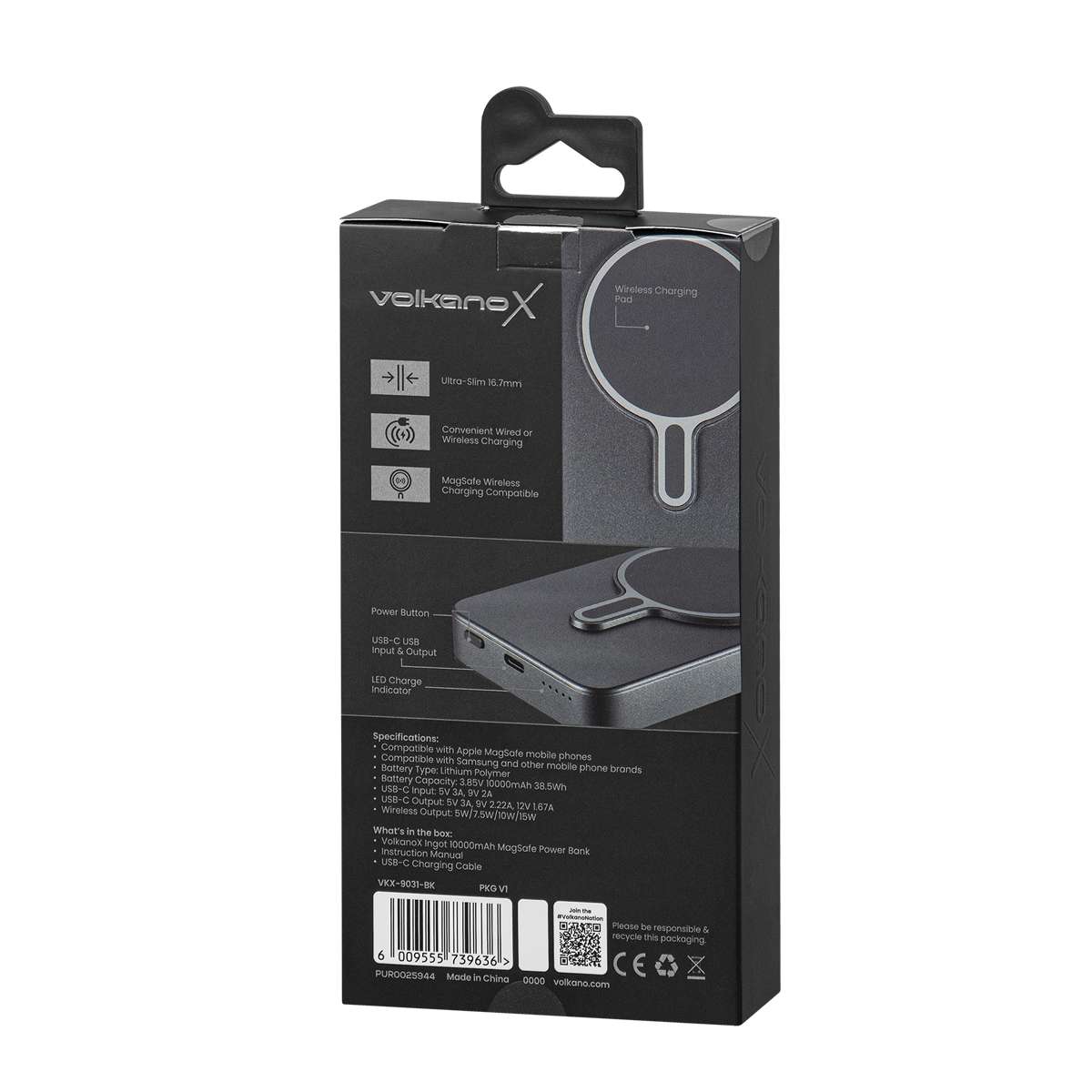 VKX-9031-GM-11 Cargador Portátil Volkano Power Bank Ingot MagSafe 10000mAh Wireless Plateado | VK-9021-BK - Imagen 11