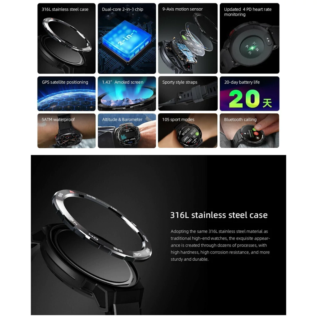 urp43ptou34ptjup34tpu-57c01521a4f8db746617054968194285-1024-1024 Reloj Smartwatch Mibro GS Pro Negro | AMOLED 1.43” | GPS Multisatélite | 5ATM | Llamadas BT - Imagen 6