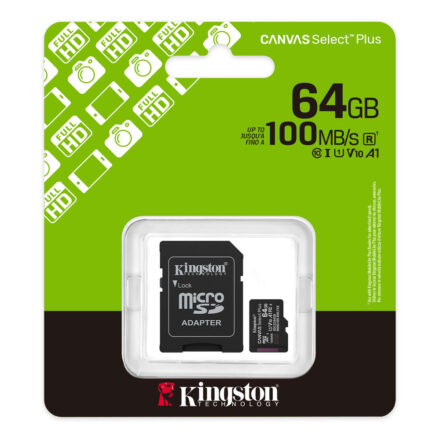 Memoria Micro SD Kingston Canvas Select Plus 64GB | 100MB/s | C10 | SDCS3/64GB Memoria Micro SD Kingston Canvas Select Plus 64GB | 100MB/s | C10 | SDCS3/64GB