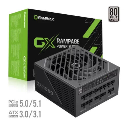 Fuente Gamer GameMax GX Rampage GX-1050 PRO BK 1050W | 80 Plus Platinum | ATX 3.1 PCIe 5.1 | 12V-2×6