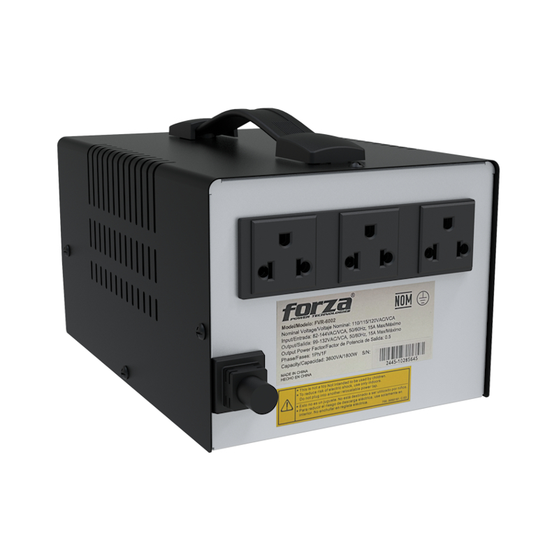 FVR-6002_DET_02 Estabilizador Forza FVR-6002 6000VA 3000W 220V | 3 Tomas NEMA Universal | AVR + LCD + 1200J - Imagen 3