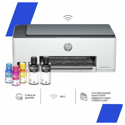 Impresora Multifunción HP Smart Tank 580 Sistema Continuo Color Wi-Fi + Bluetooth + USB | 1F3Y2A Impresora Multifunción HP Smart Tank 580 Sistema Continuo Color Wi-Fi + Bluetooth + USB | 1F3Y2A