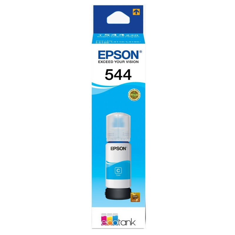 tinta-epson-cyan-544-l3110-l3150-l1110 Botella de Tinta Epson 544 Cyan 65ml | T544220-AL para EcoTank L3110 / L3150 - Imagen 2