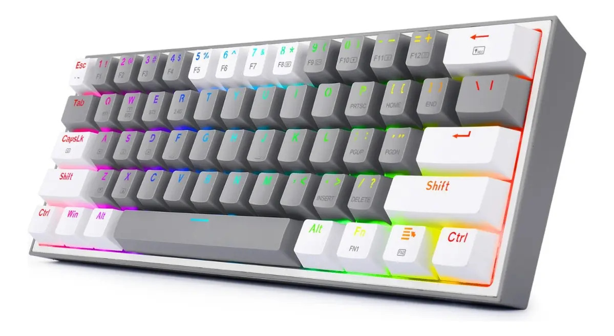 teclado gamer redragon fizz pro rgb mecanico 3 modos gris y blanco k616 rgb gw sp teclado gamer redragon fizz pro rgb mecanico 3 modos gris y blanco k616 rgb gw sp