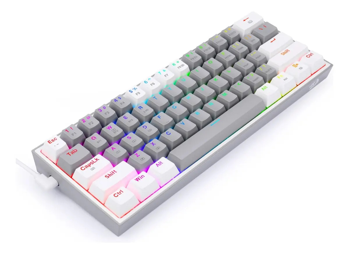 teclado gamer redragon fizz pro rgb mecanico 3 modos gris y blanco k616 rgb gw sp teclado gamer redragon fizz pro rgb mecanico 3 modos gris y blanco k616 rgb gw sp