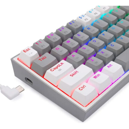 teclado gamer redragon fizz pro rgb mecanico 3 modos gris y blanco k616 rgb gw sp