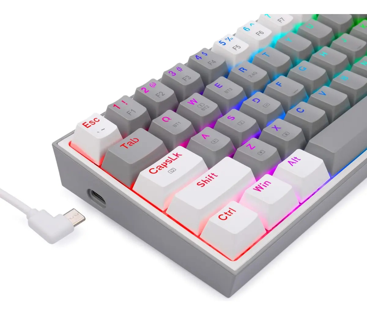 teclado gamer redragon fizz pro rgb mecanico 3 modos gris y blanco k616 rgb gw sp teclado gamer redragon fizz pro rgb mecanico 3 modos gris y blanco k616 rgb gw sp
