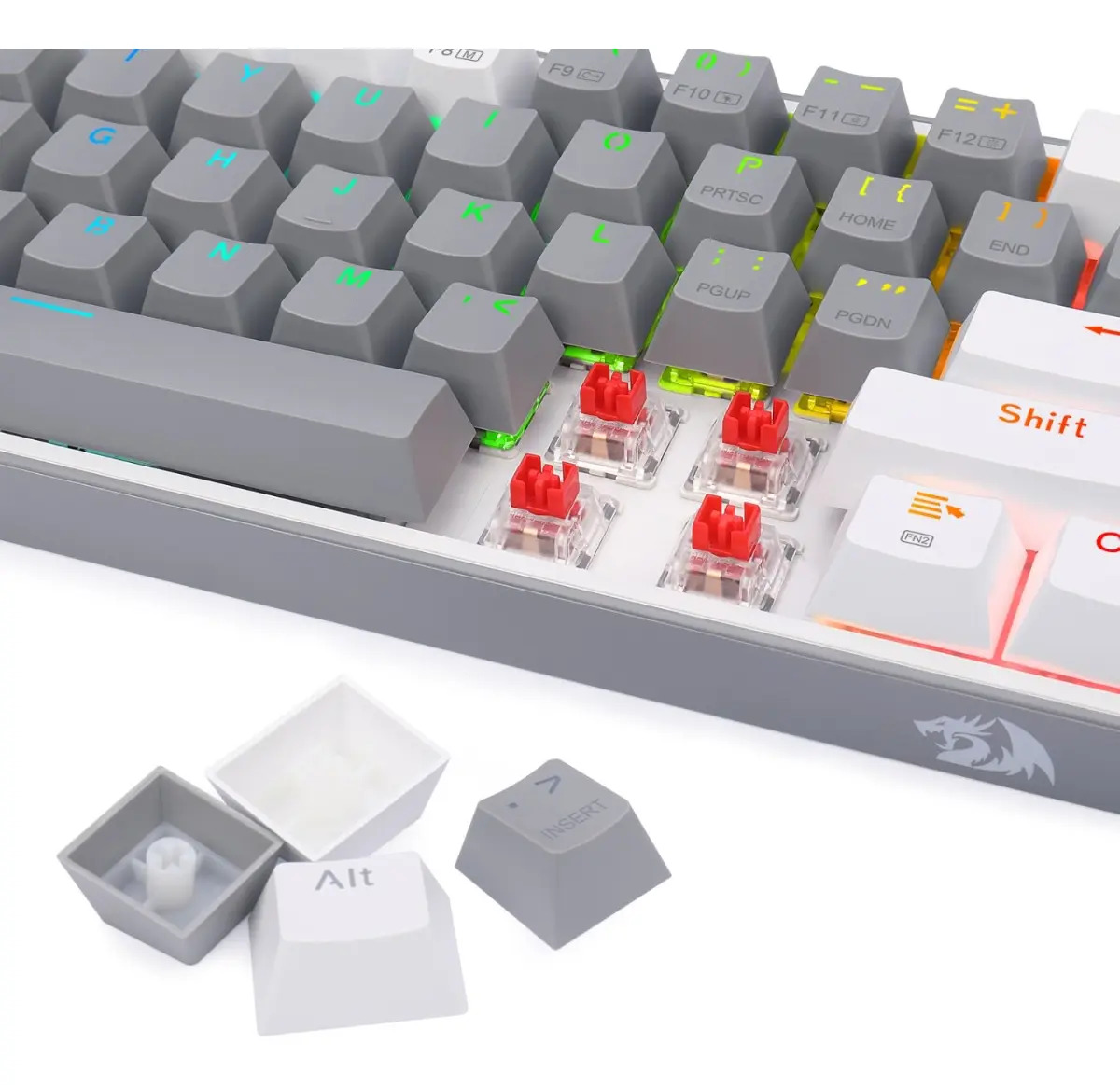 teclado gamer redragon fizz pro rgb mecanico 3 modos gris y blanco k616 rgb gw sp teclado gamer redragon fizz pro rgb mecanico 3 modos gris y blanco k616 rgb gw sp