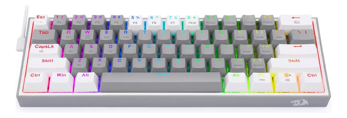 teclado gamer redragon fizz pro rgb mecanico 3 modos gris y blanco k616 rgb gw sp teclado gamer redragon fizz pro rgb mecanico 3 modos gris y blanco k616 rgb gw sp