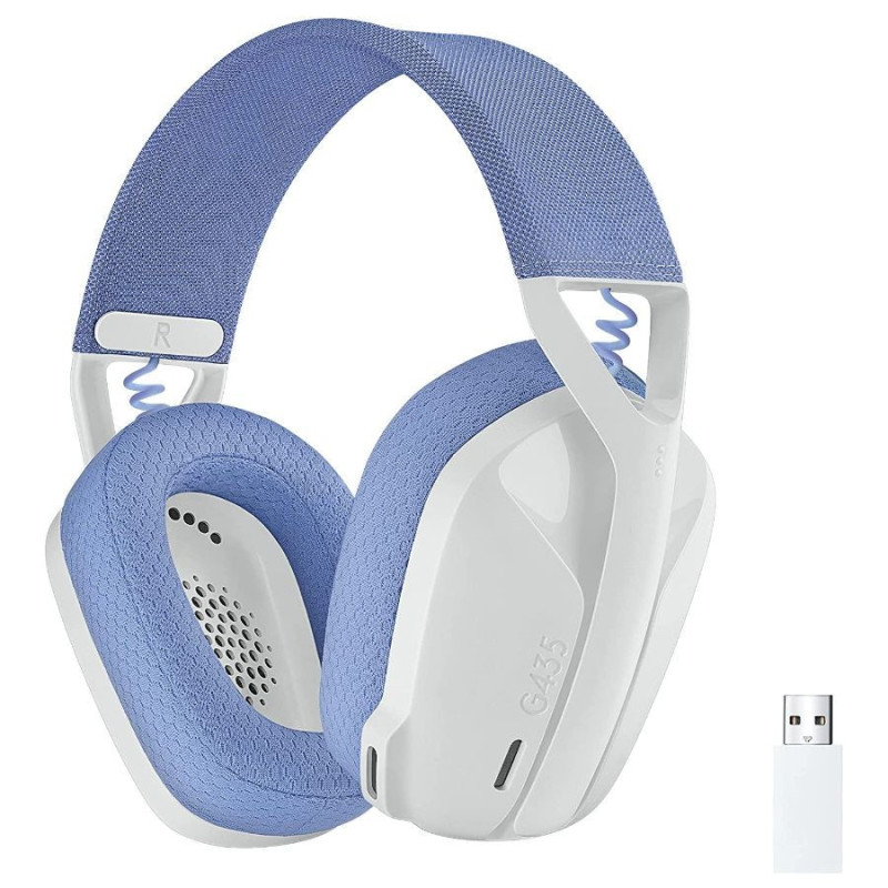 auriculares logitech g435 gamer wireless blanco lila auriculares logitech g435 gamer wireless blanco lila