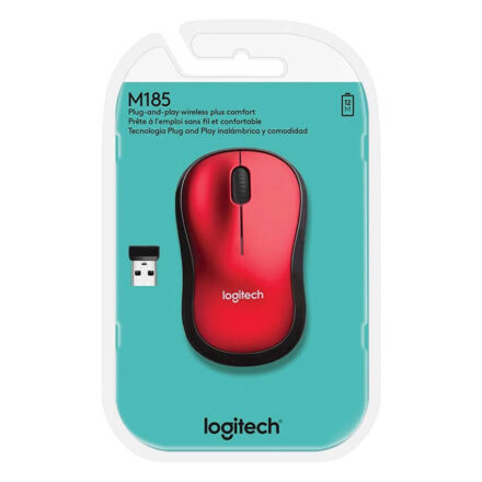 mouse logitech m185 inalámbrico rojo/negro 910 003635