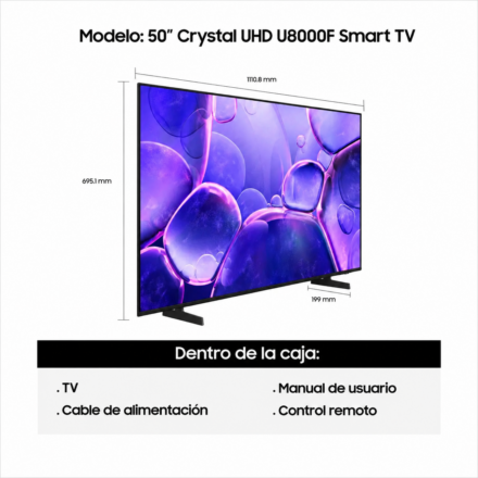 televisor smart tv samsung 50" u8000f crystal uhd 4k tizen