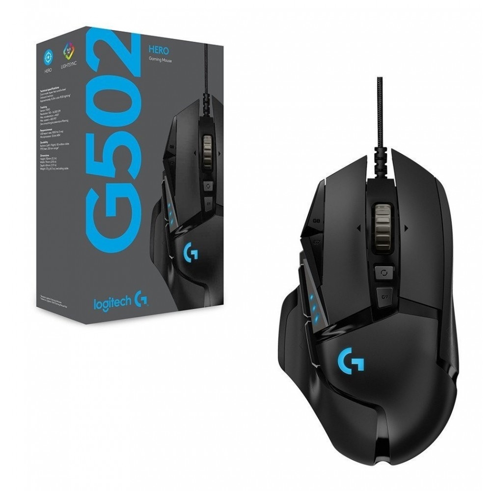mouse gamer logitech g502 hero cable negro sensor Óptico 25600 dpi mouse gamer logitech g502 hero cable negro sensor Óptico 25600 dpi