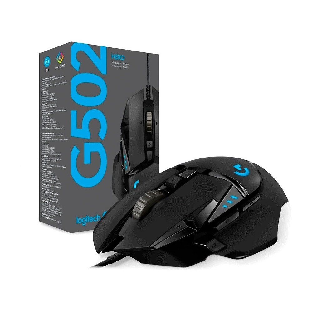 mouse gamer logitech g502 hero cable negro sensor Óptico 25600 dpi mouse gamer logitech g502 hero cable negro sensor Óptico 25600 dpi