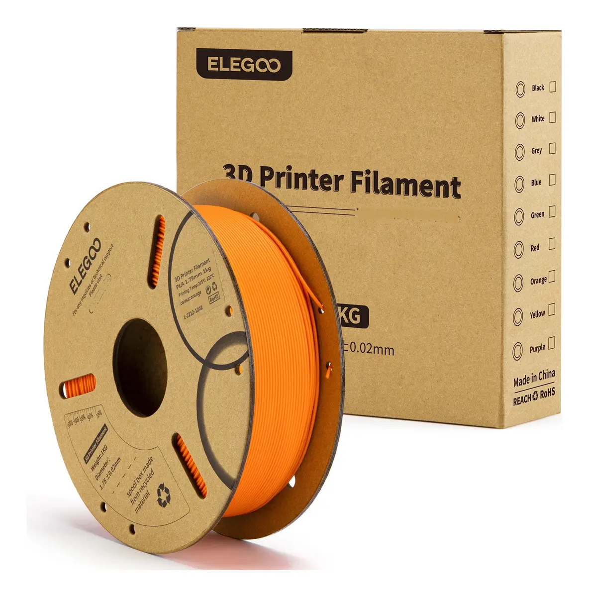 filamento 3d pla elegoo naranja 1kg 1.75mm | preciso y fácil de imprimir 50.203.0067 filamento 3d pla elegoo naranja 1kg 1.75mm | preciso y fácil de imprimir 50.203.0067