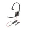 Auricular Monoaural con Micrófono Poly Blackwire 3215 USB-C Headset +3.5mm Plug +USB-C/A Adapter 8X227A6 (Bulk)